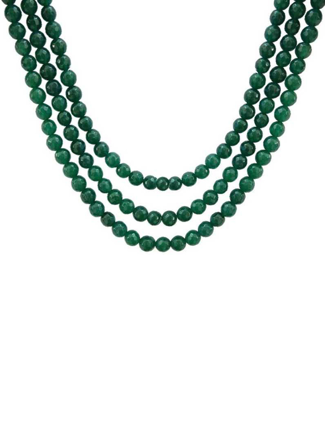 RICH AND FAMOUS Green Agate & Quartz Brass Gold-Plated Layered Necklace