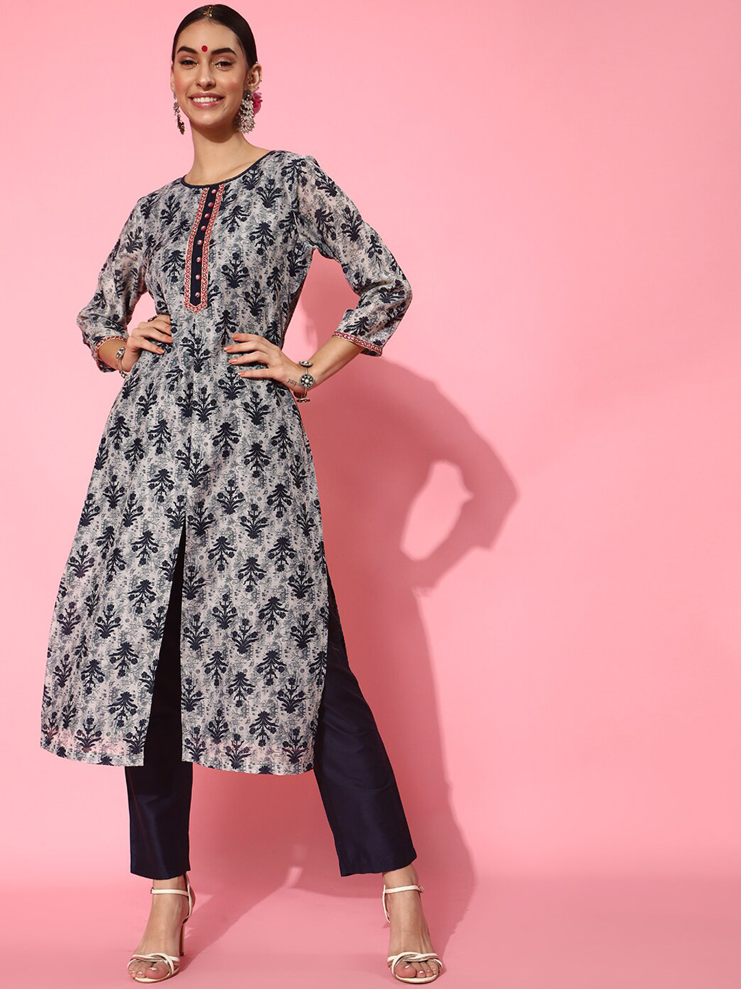 STREET 9 Floral Polyester Kurta Set