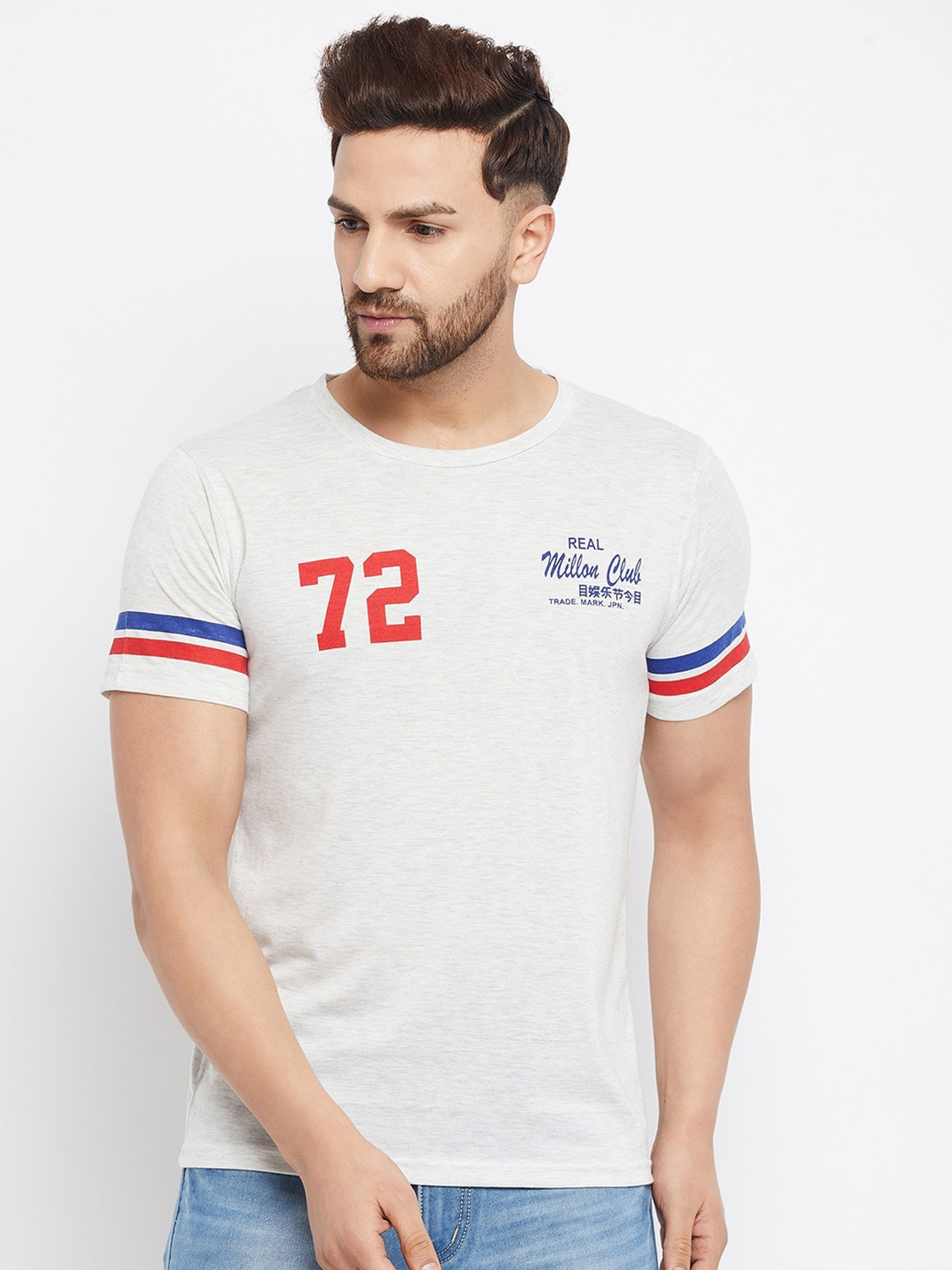 THE MILLION CLUB Men Grey Typography T-shirt