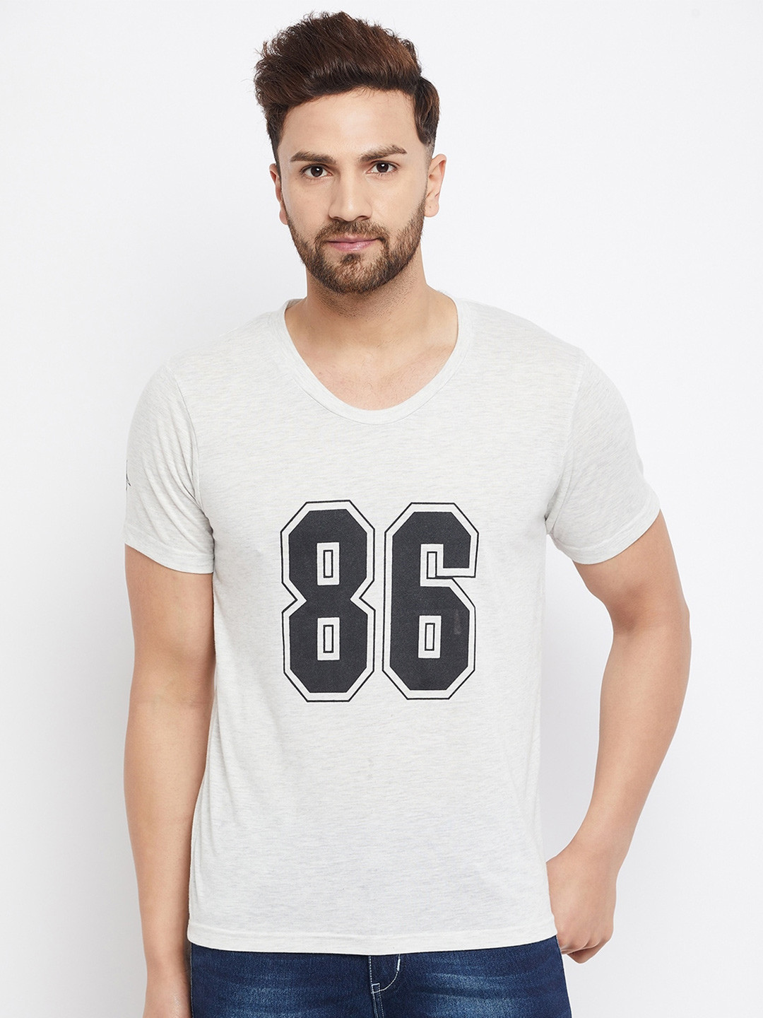 THE MILLION CLUB Men Grey Typography Printed T-shirt