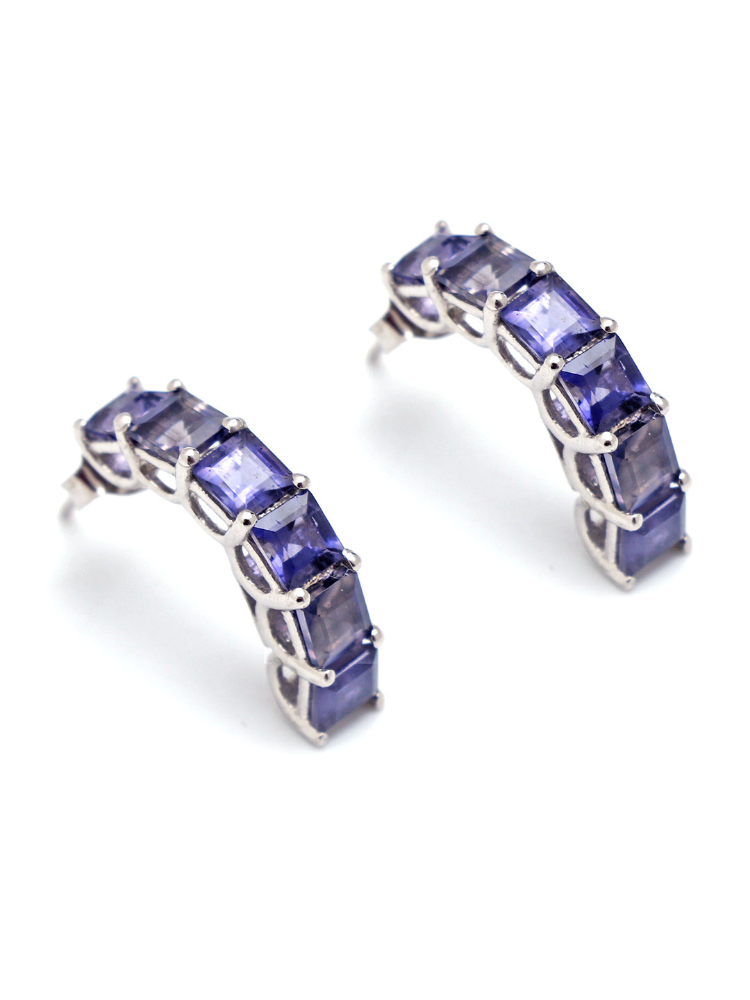 HIFLYER JEWELS Navy Blue Crystal Circular Half Hoop Earrings