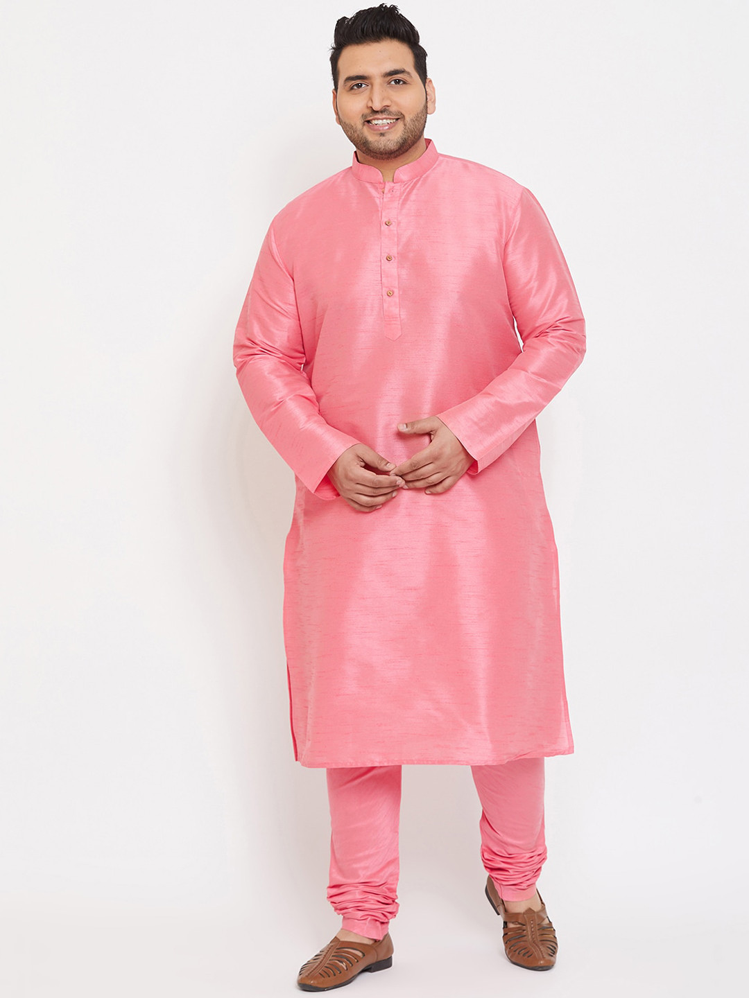 VASTRAMAY Men Pink Kurta with Pyjamas
