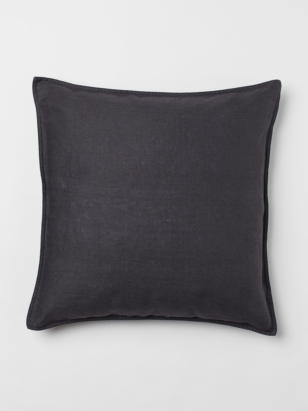 H&M Charcoal Grey Solid Square Linen Cushion Cover