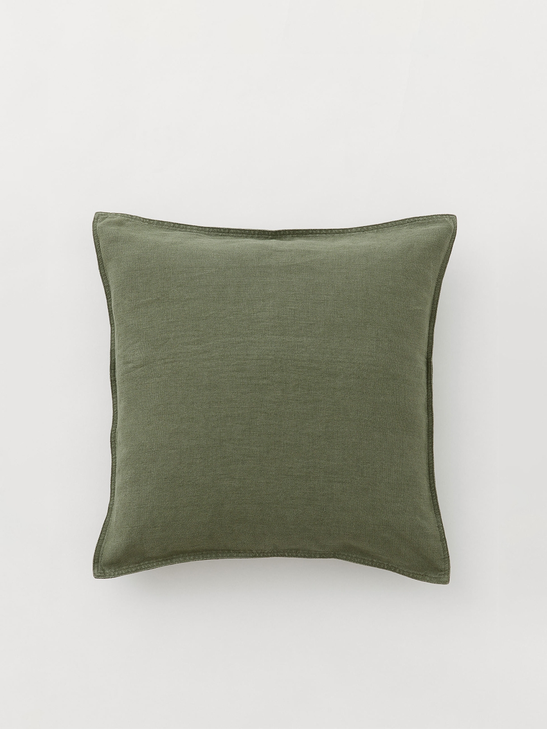 H&M Green Solid Sqare Washed Linen Cushion Cover