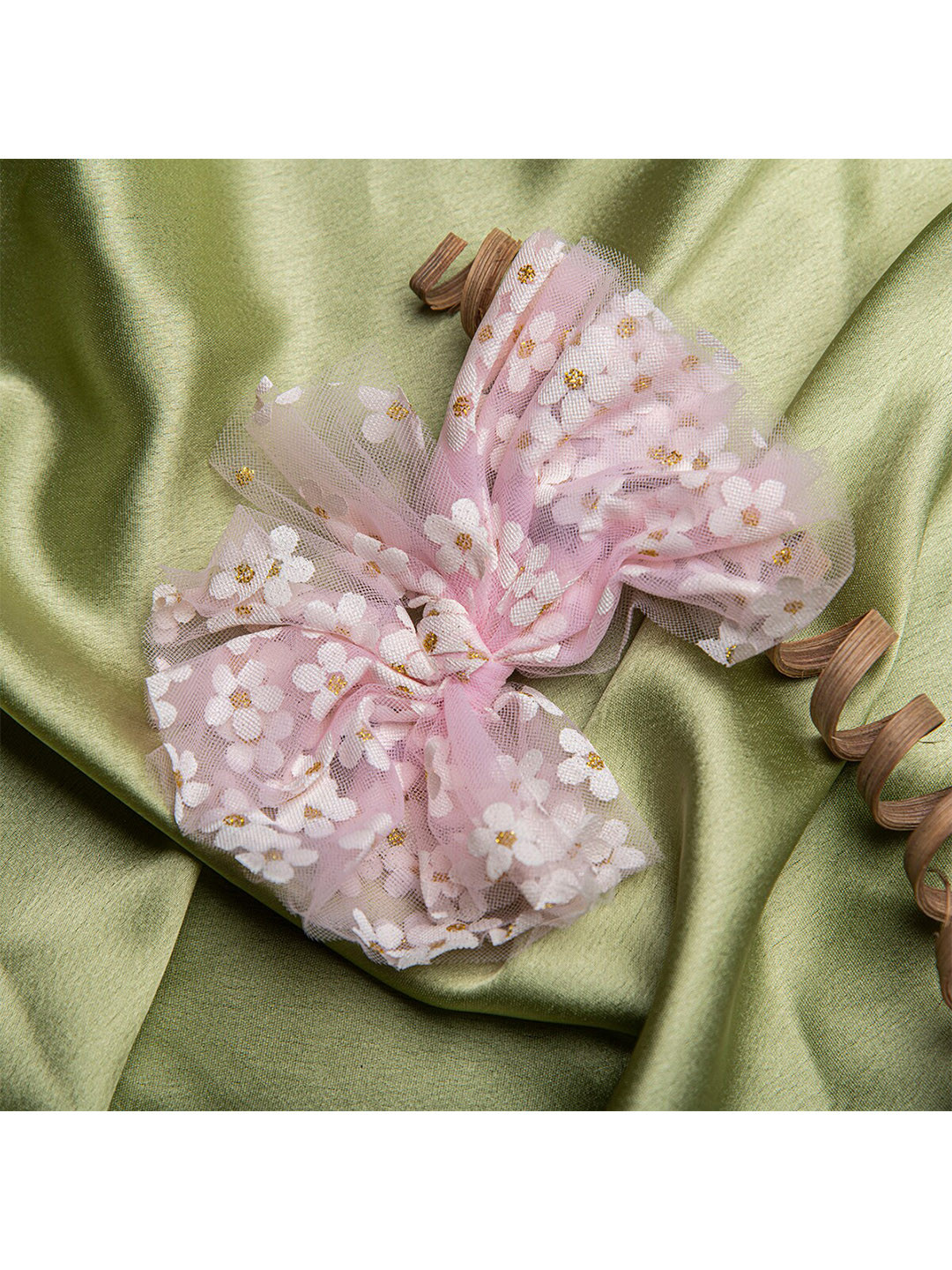 Jewelz Girls Pink & White Floral Printed Bow Hair Clip