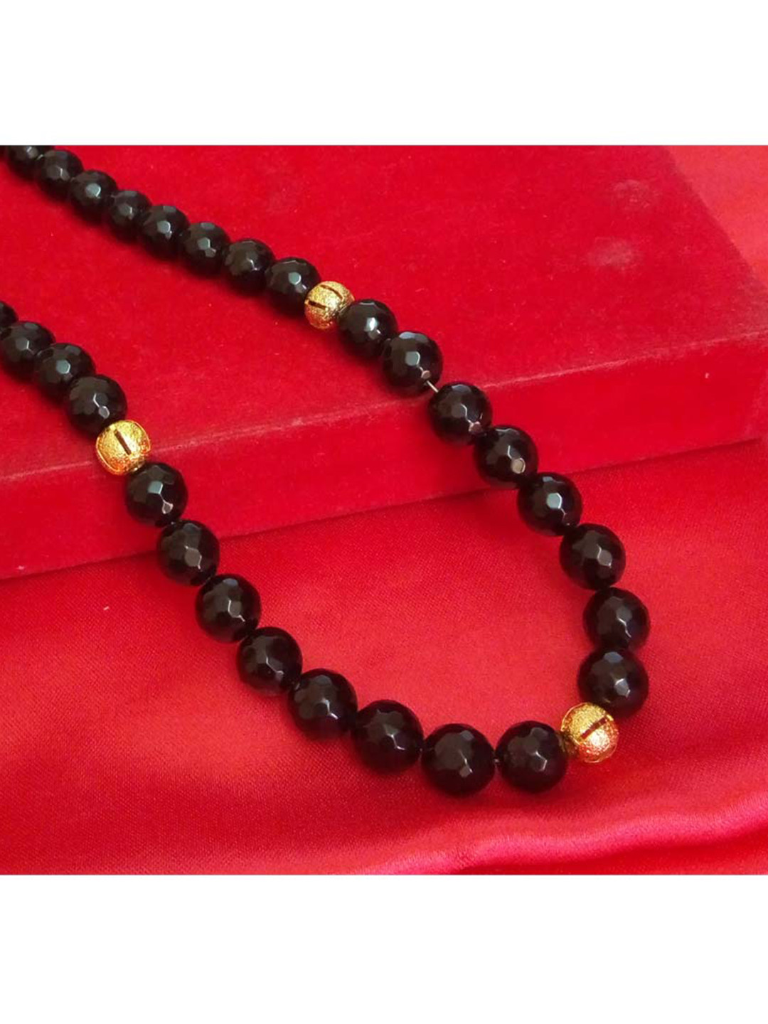 RICH AND FAMOUS Gold-Plated  Agate & Micro Gold Beads Necklace