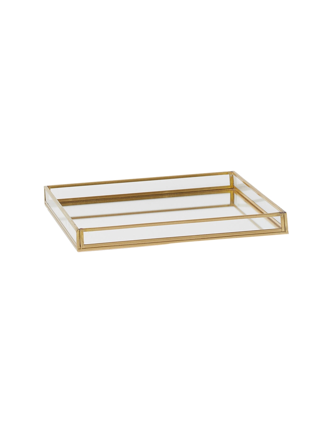 H&M Gold-Toned & Transparent Square Clear Glass Tray