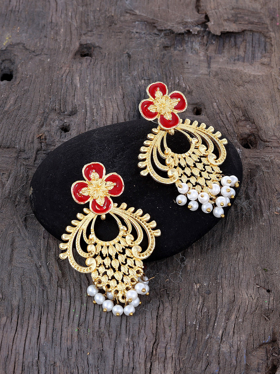 Silvermerc Designs Gold-Plated Contemporary Chandbalis Earrings