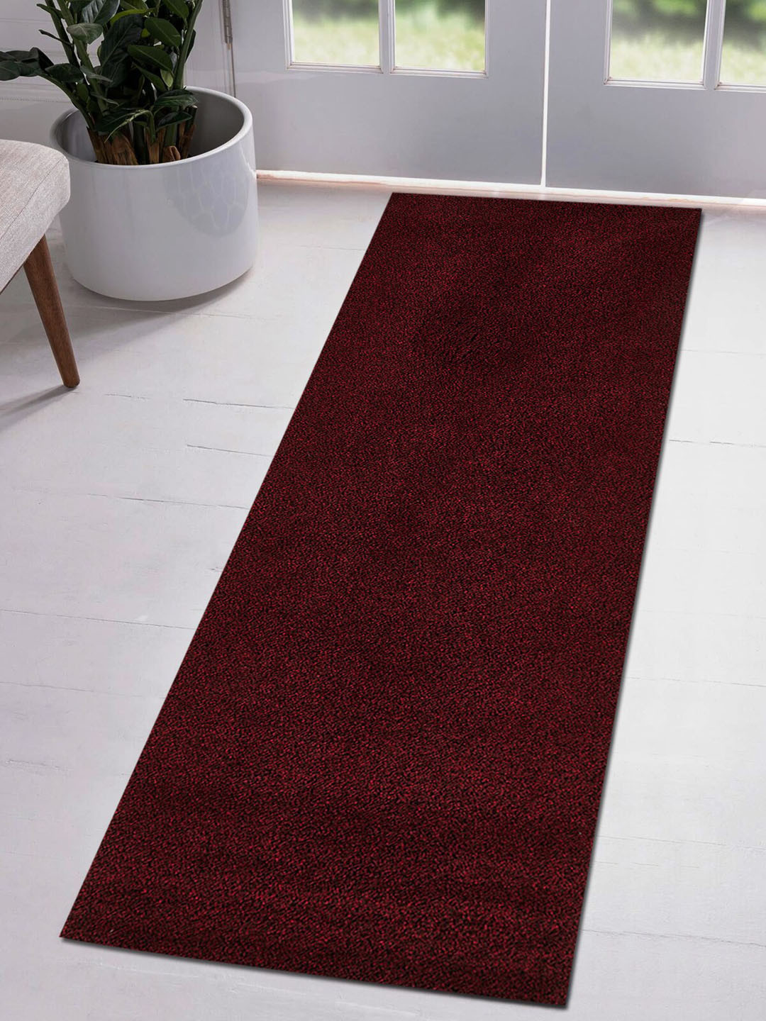 OBSESSIONS Maroon Polyester Solid Runner