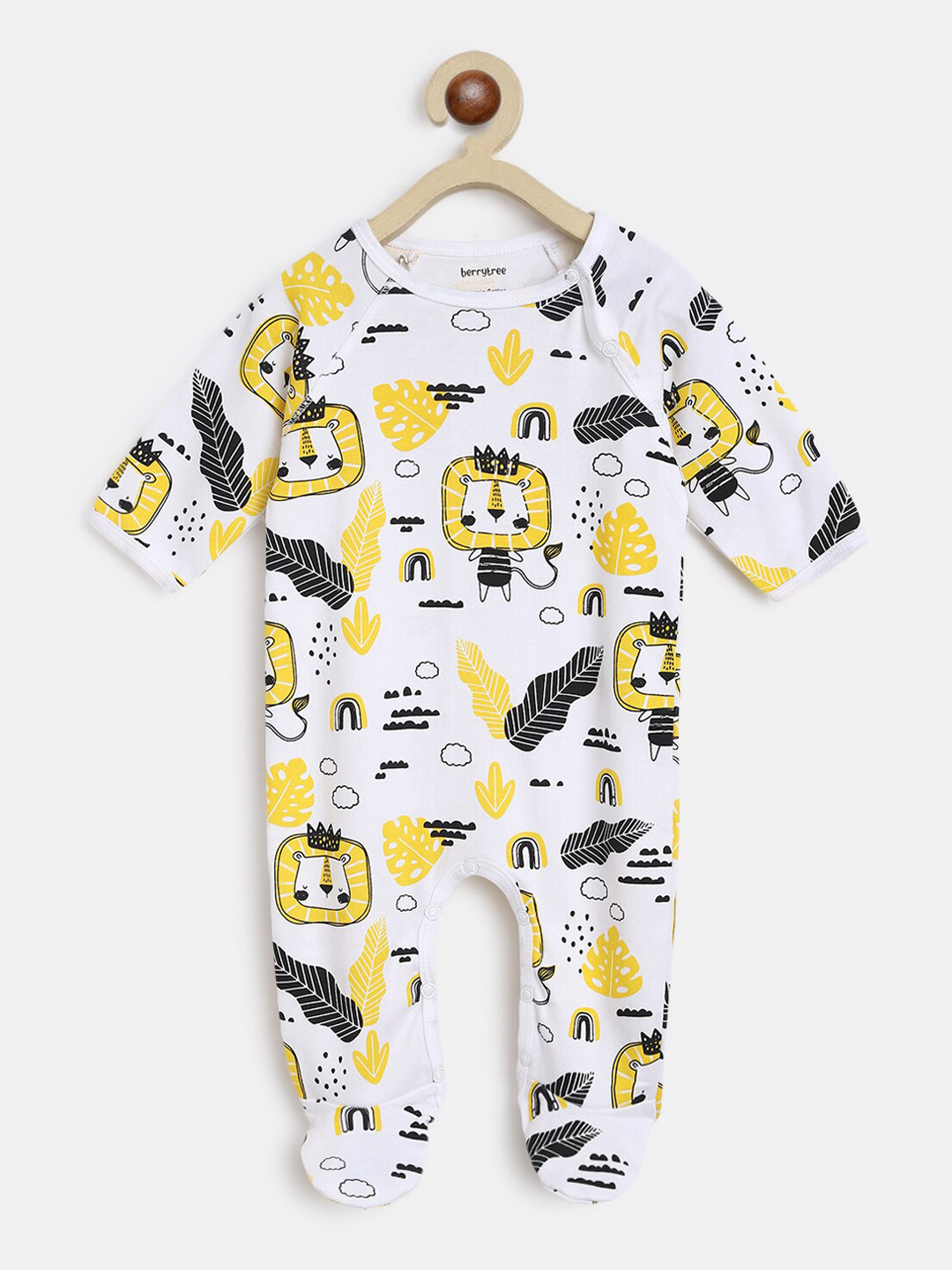 berrytree Yellow Printed Organic Cotton Baby Romper