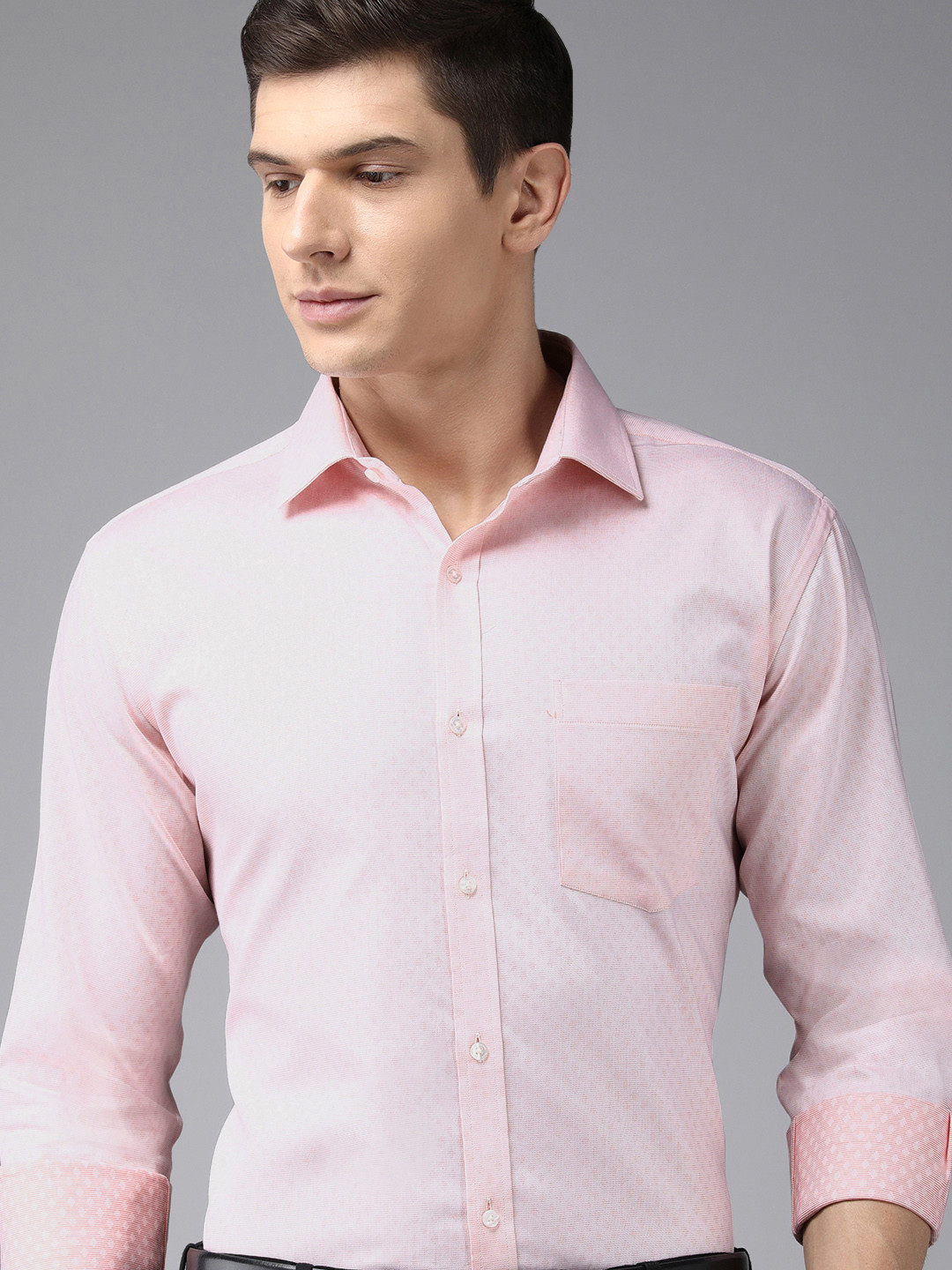 Park Avenue Men Pink Micro Ditsy Printed Slim Fit Formal Shirt