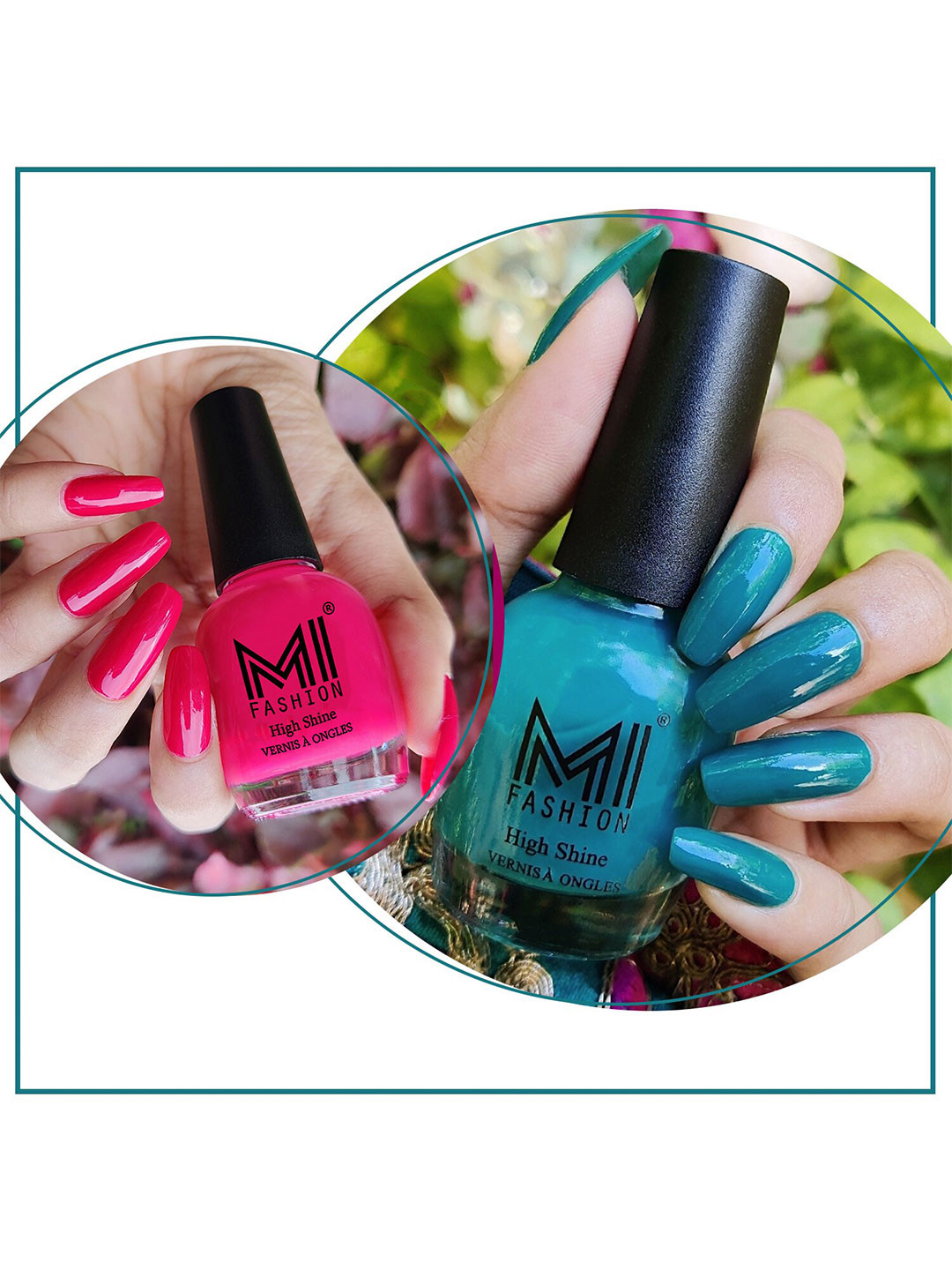 MI FASHION Set of 2 Extreme High Gloss Nail Polish Lacquer with Pro Stay Formula-15ml each