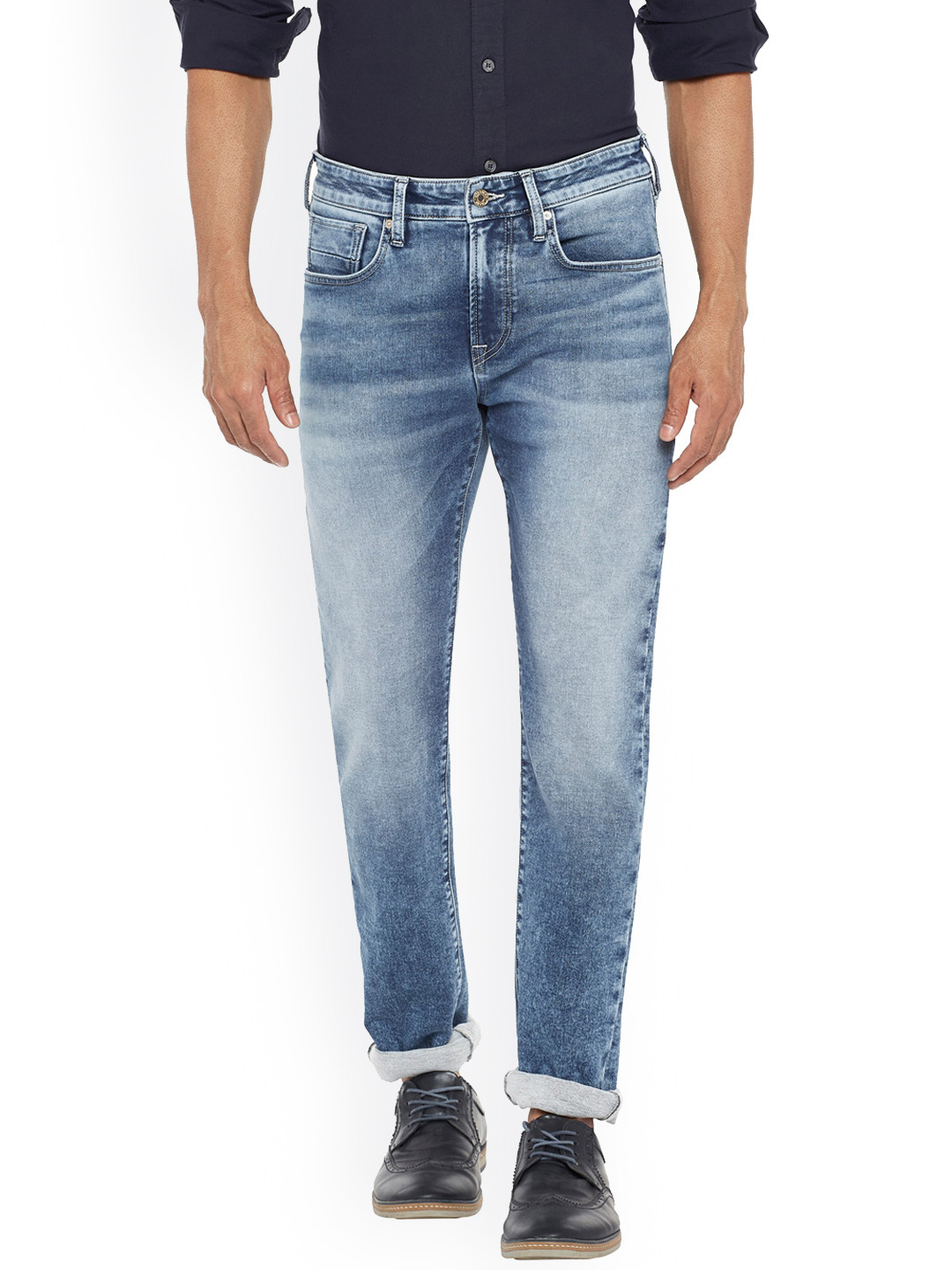 EVERBLUE Men Solid Stretchable Blue Comfort Slim Mid-Rise Jeans