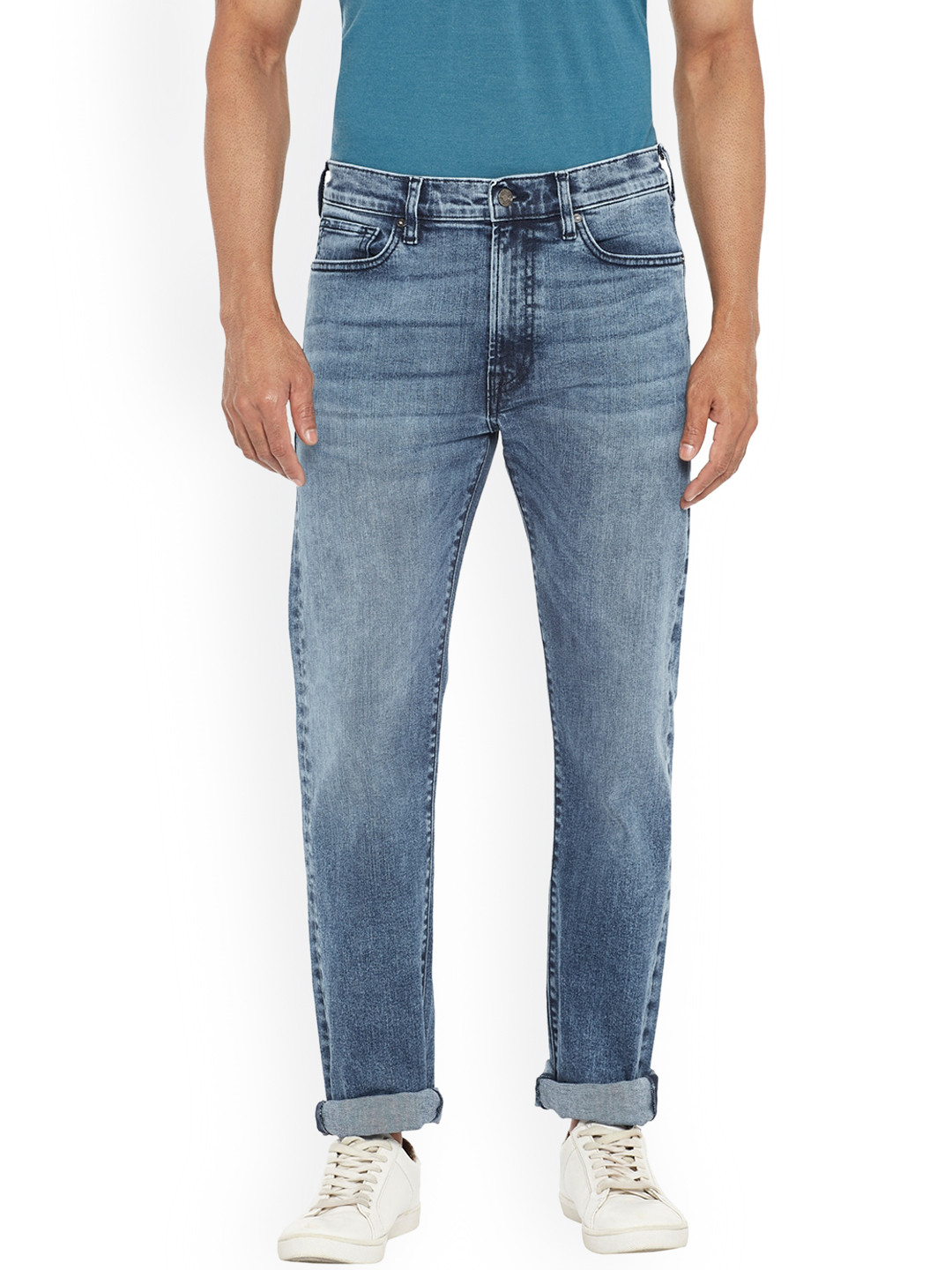 EVERBLUE Men Solid Stretchable Blue Regular Fit Mid-Rise Jeans