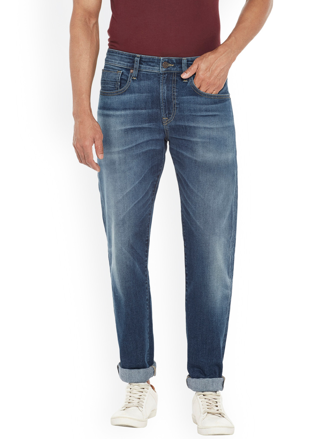 EVERBLUE Men Stretchable Comfort Slim Heavy Fade Midrise Jeans