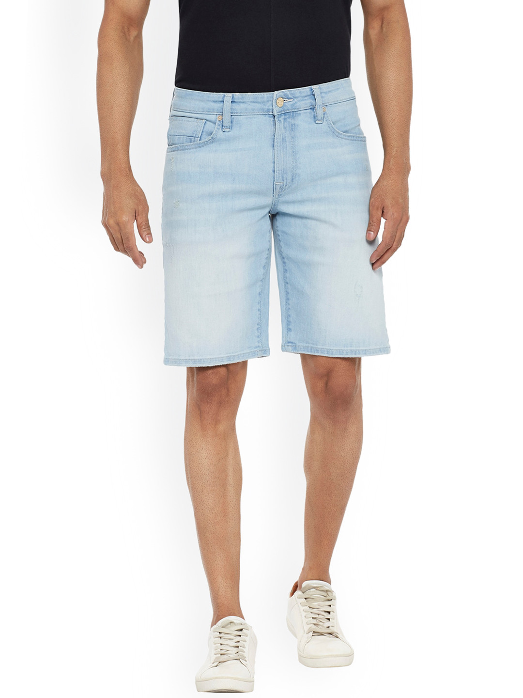 EVERBLUE Men Stretchable Light Blue Midrise Shorts