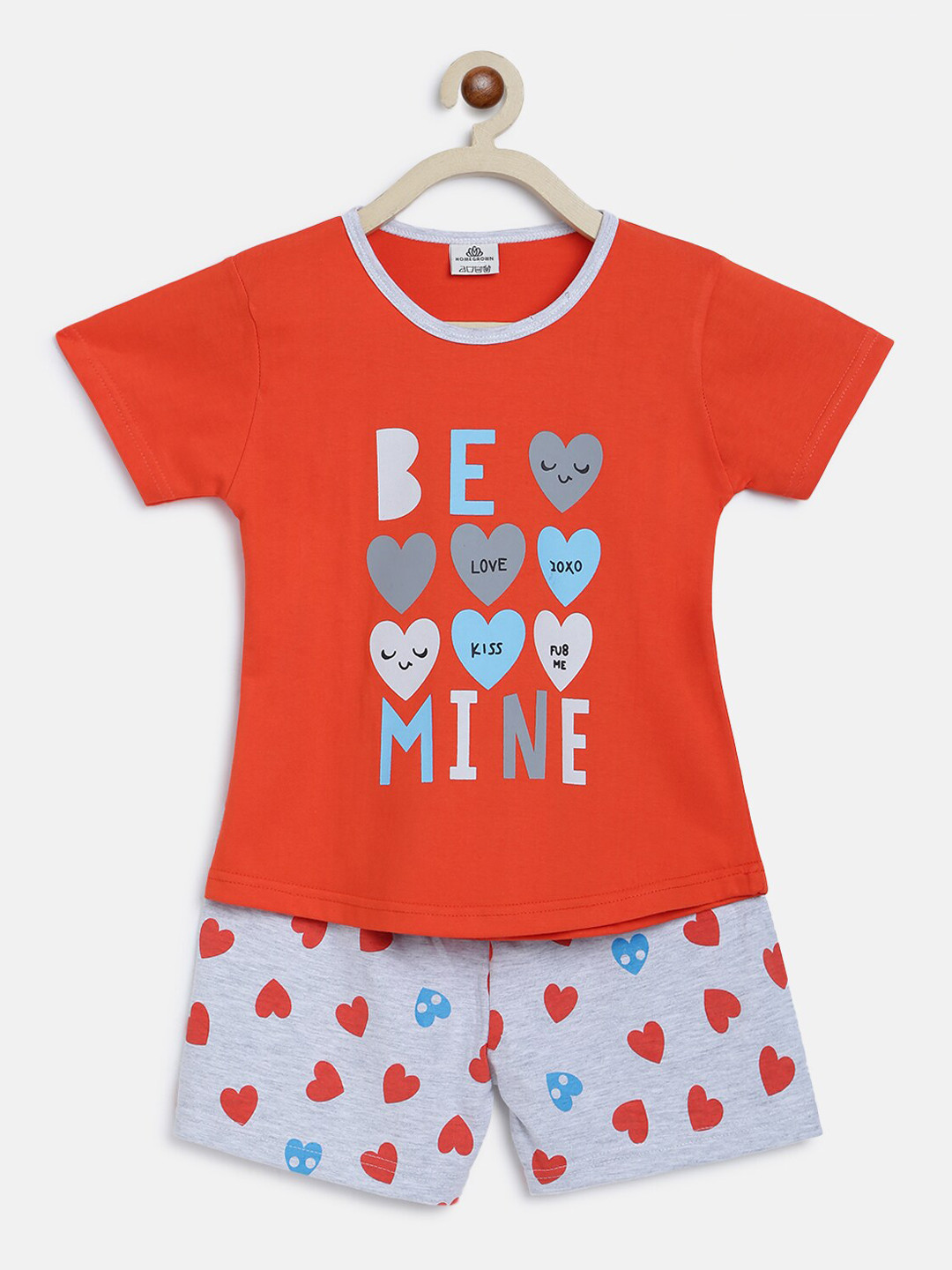 HOMEGROWN Girls Orange Night suits