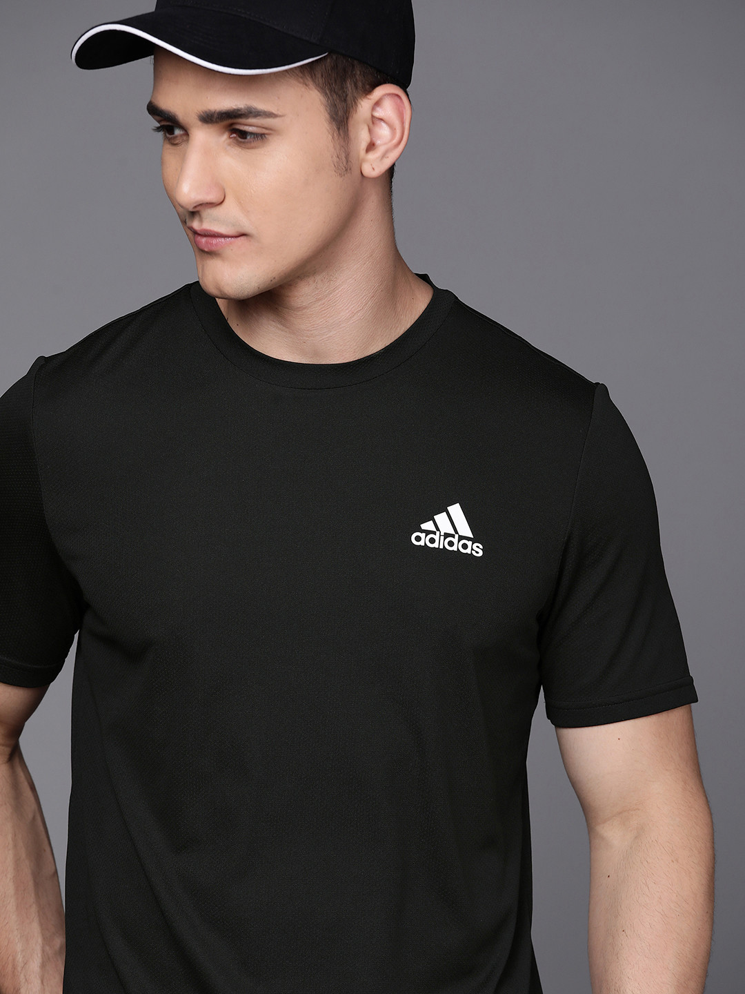ADIDAS Men Black D4M Brand Logo Printed T-shirt
