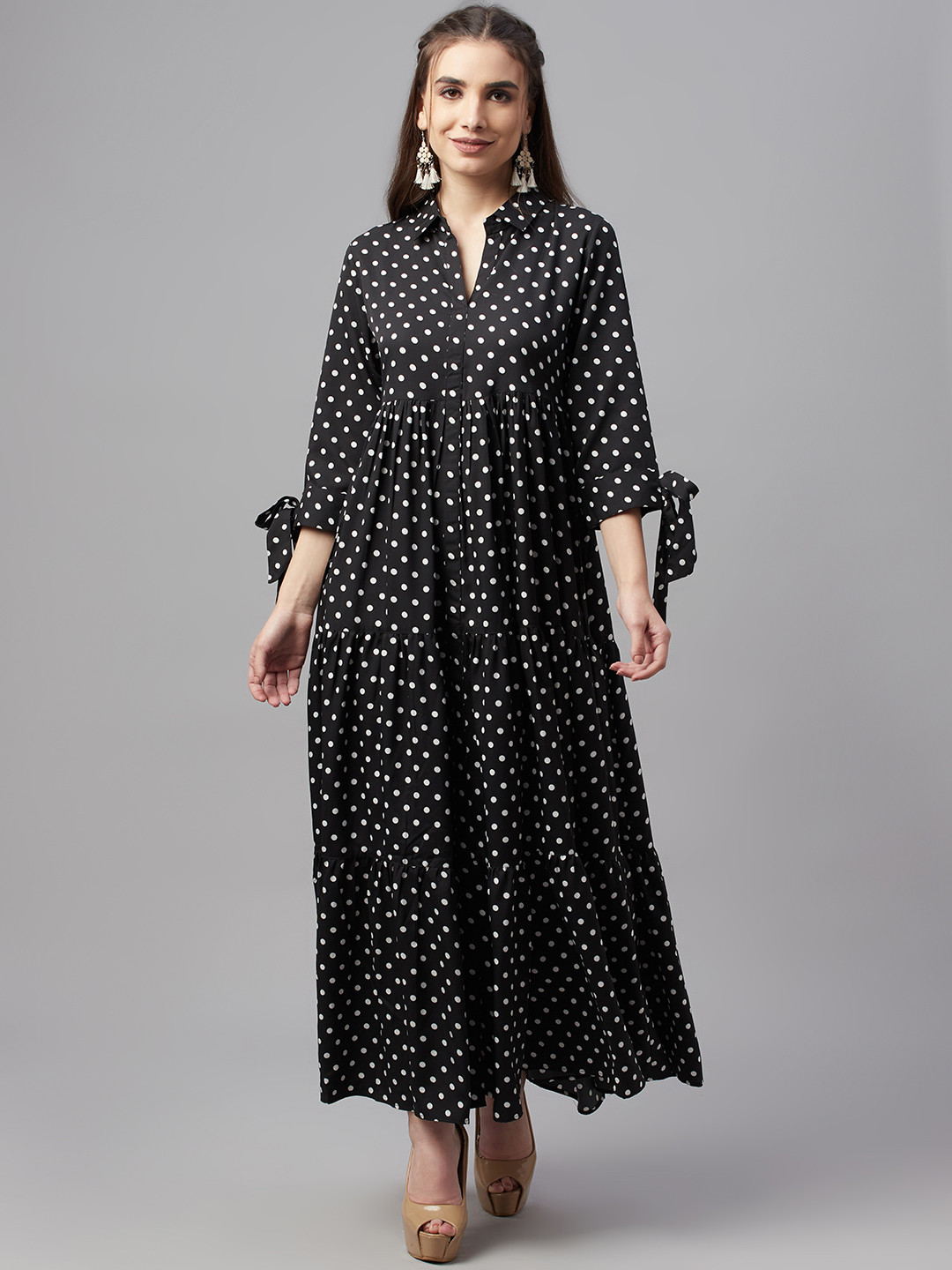 MBE Black & White Crepe Maxi Dress