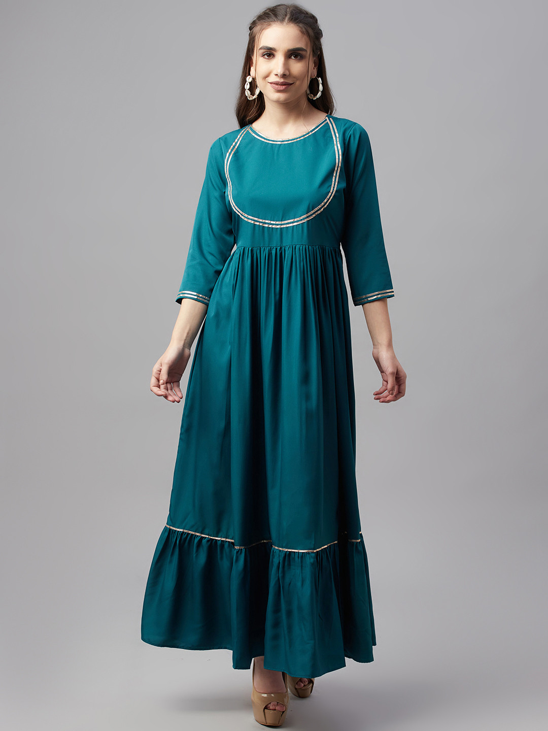 MBE Teal Crepe Maxi Dress