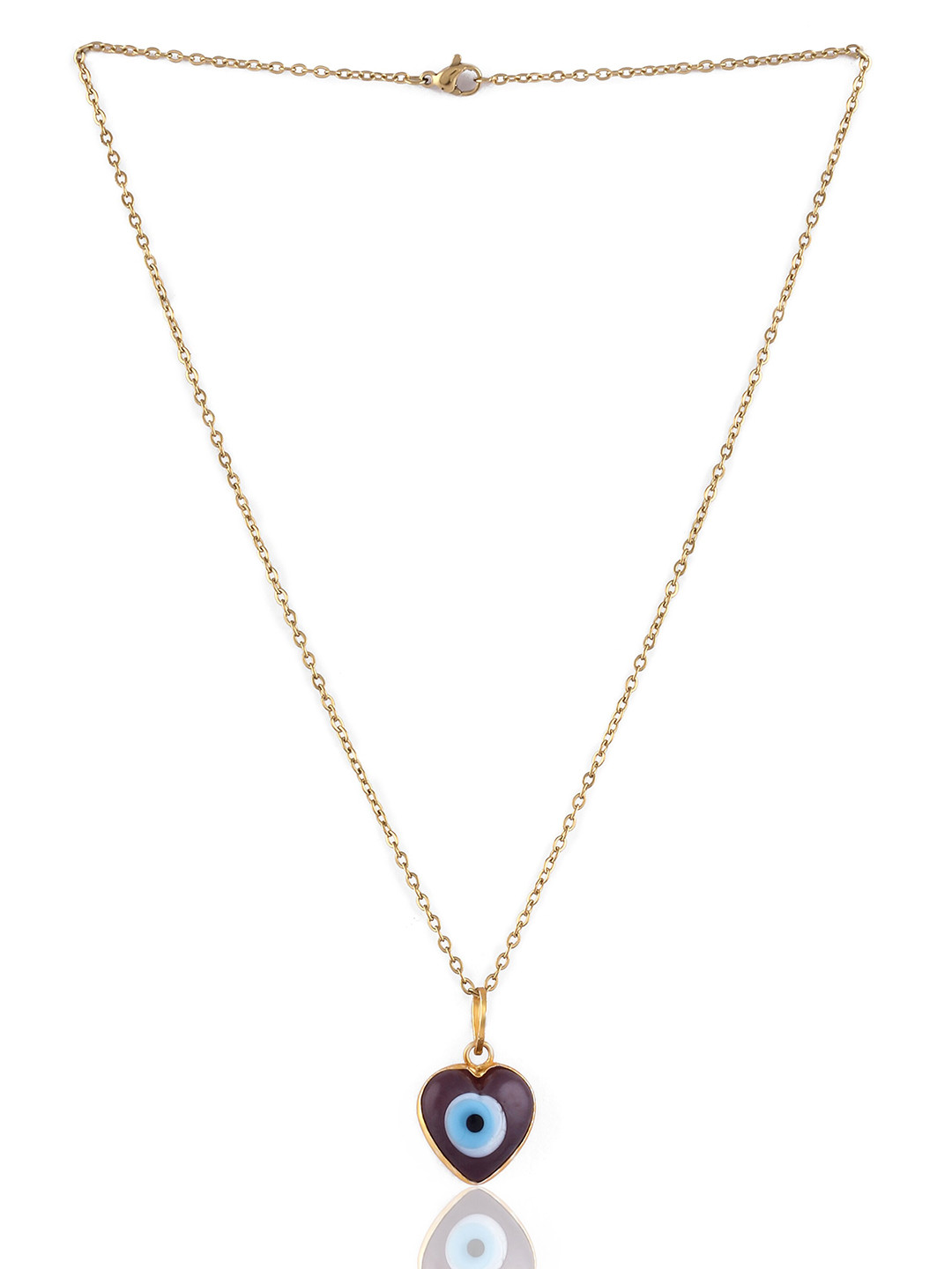 EL REGALO Women Purple & Blue Brass Evil Eye Heart Handcrafted Necklace