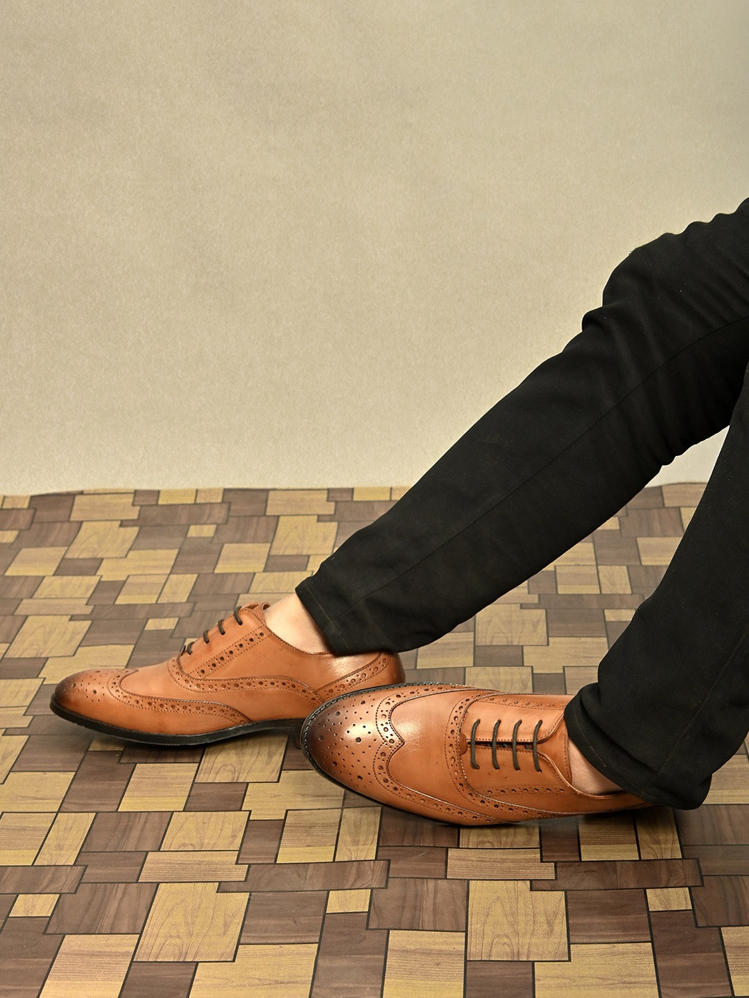 San Frissco Men Tan Leather Formal Shoes