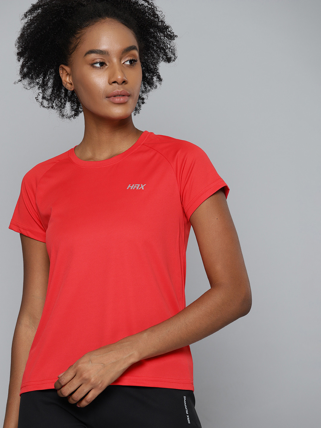 HRX By Hrithik Roshan Training Women Formula Red Rapid-Dry Solid Tshirt