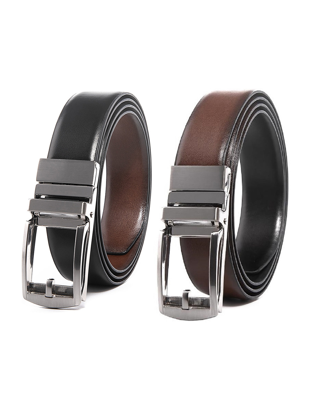 CONTACTS Men Black Reversible Leather Belt