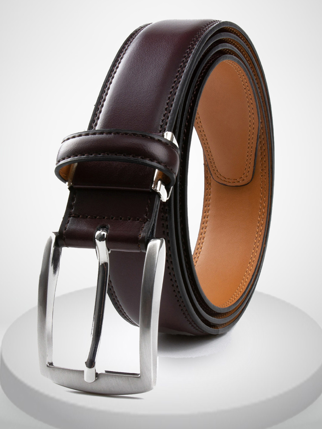 CONTACTS Men Coffee Brown Leather Belt