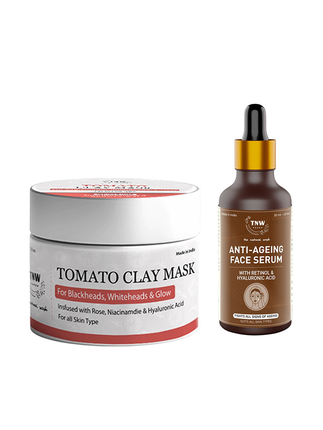 TNW the natural wash Set of Tomato Clay Mask & Anti-Ageing Face Serum