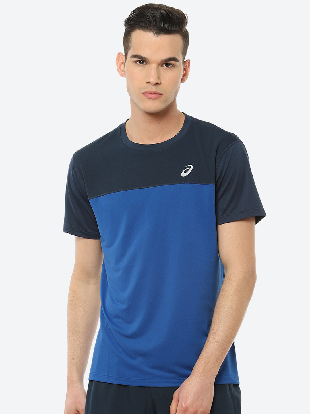 ASICS Men Blue Colourblocked  Running T-shirt RACE SS