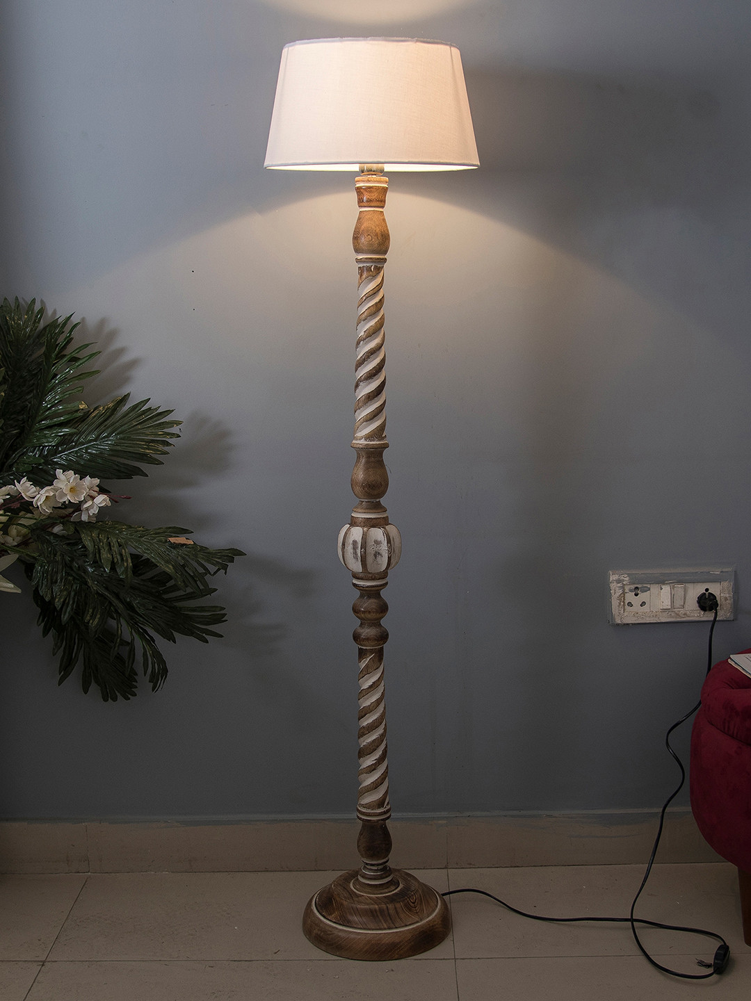 Homesake White Antique Twister Floor Lamp