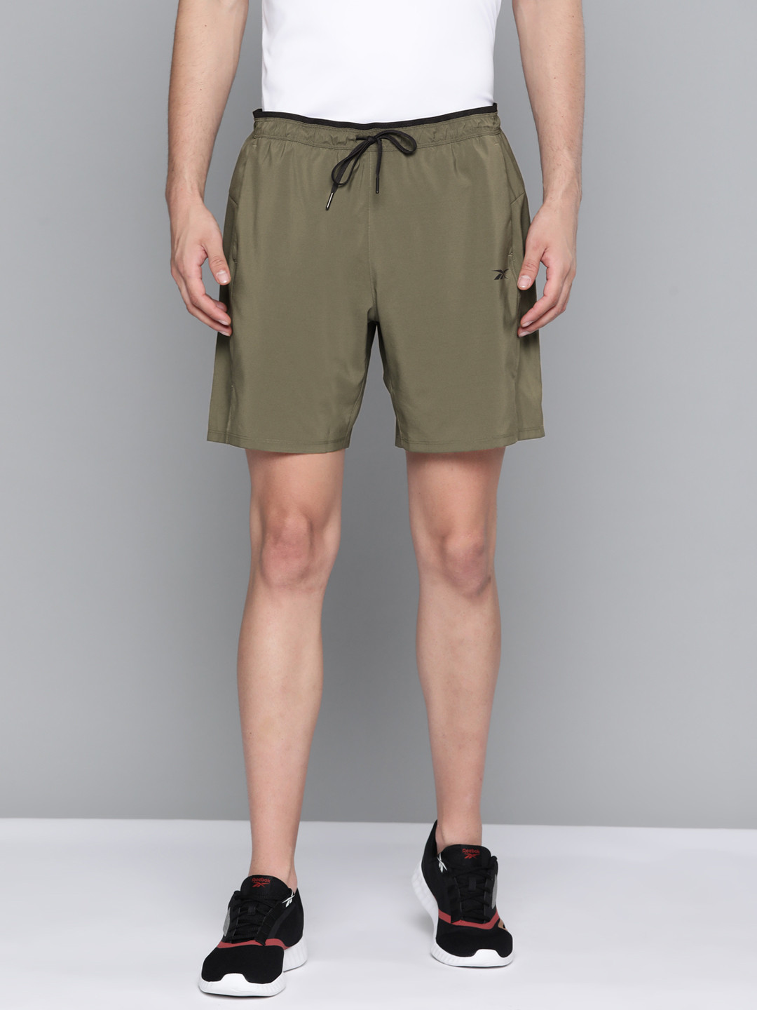 Reebok Men Olive Green Solid Speedwick Training Sports Shorts