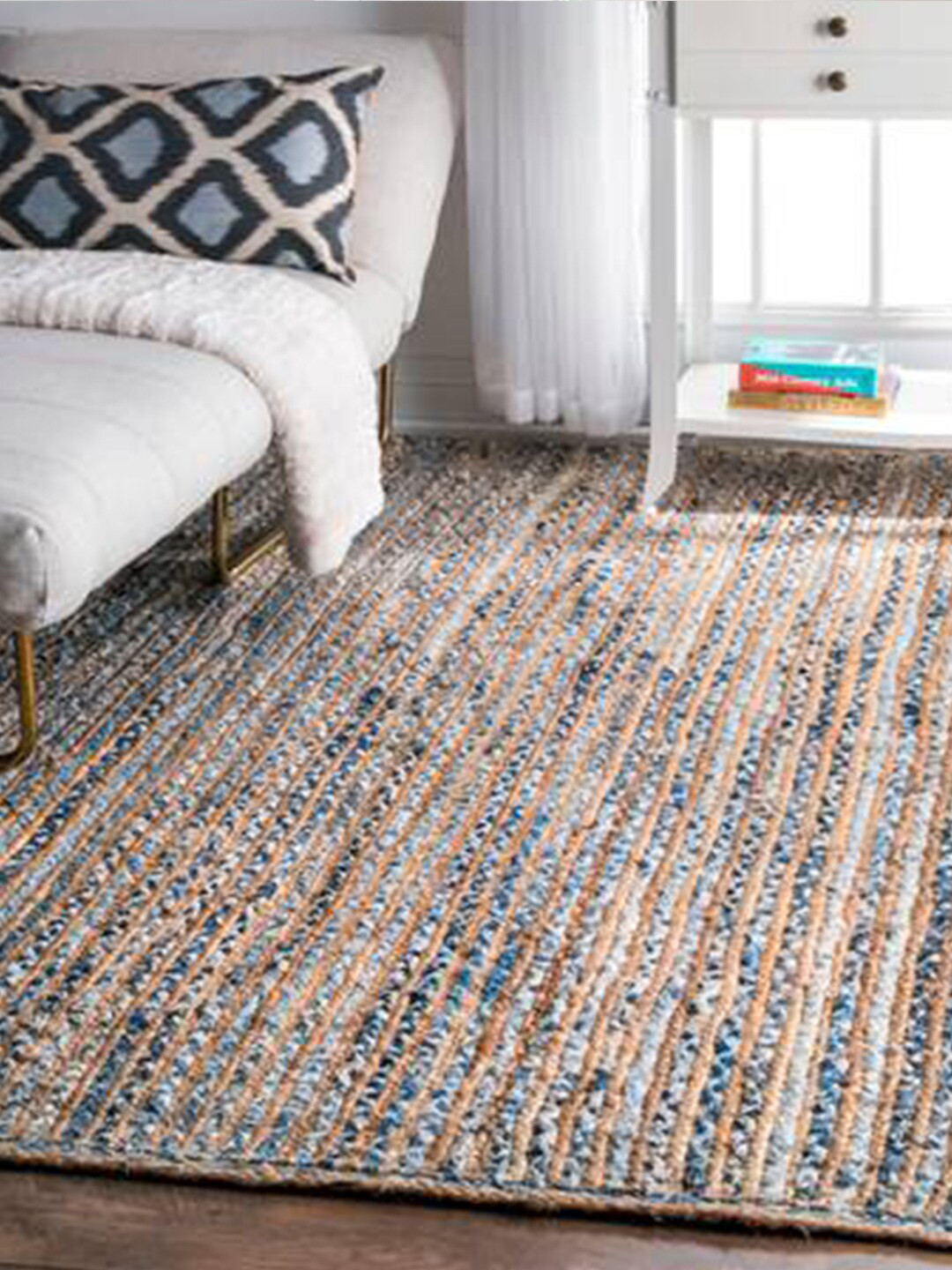 HABERE INDIA Blue Solid Handmade Runner