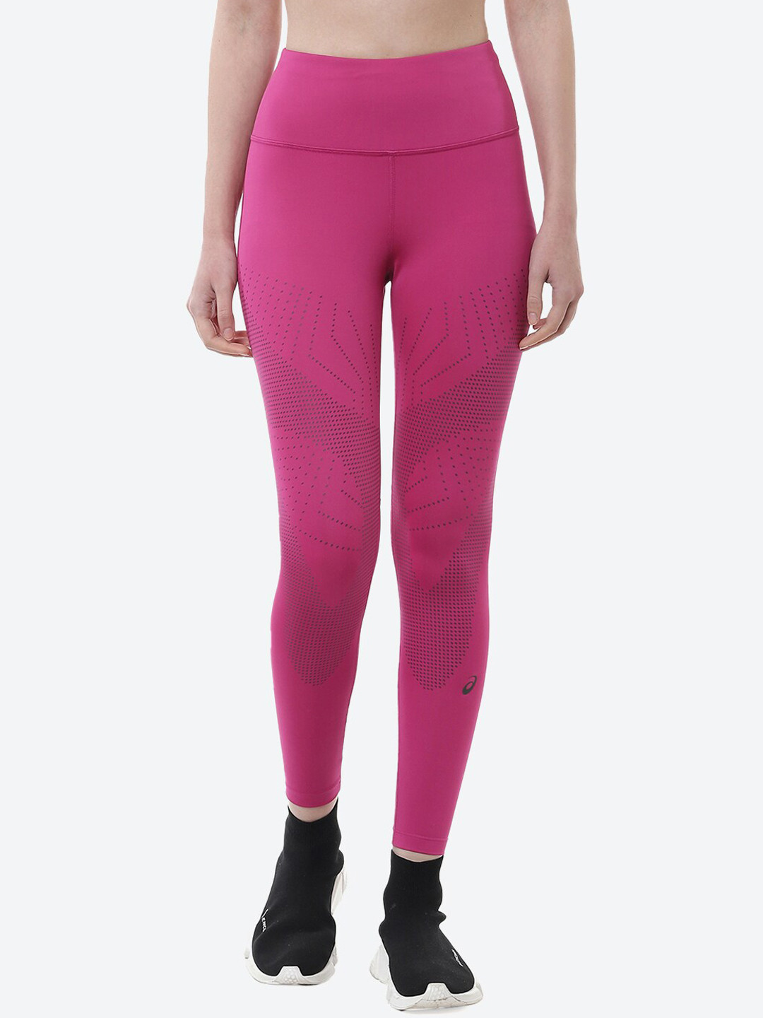 ASICS Women Fuchsia Pink Self Design Tights ROAD BALANCE