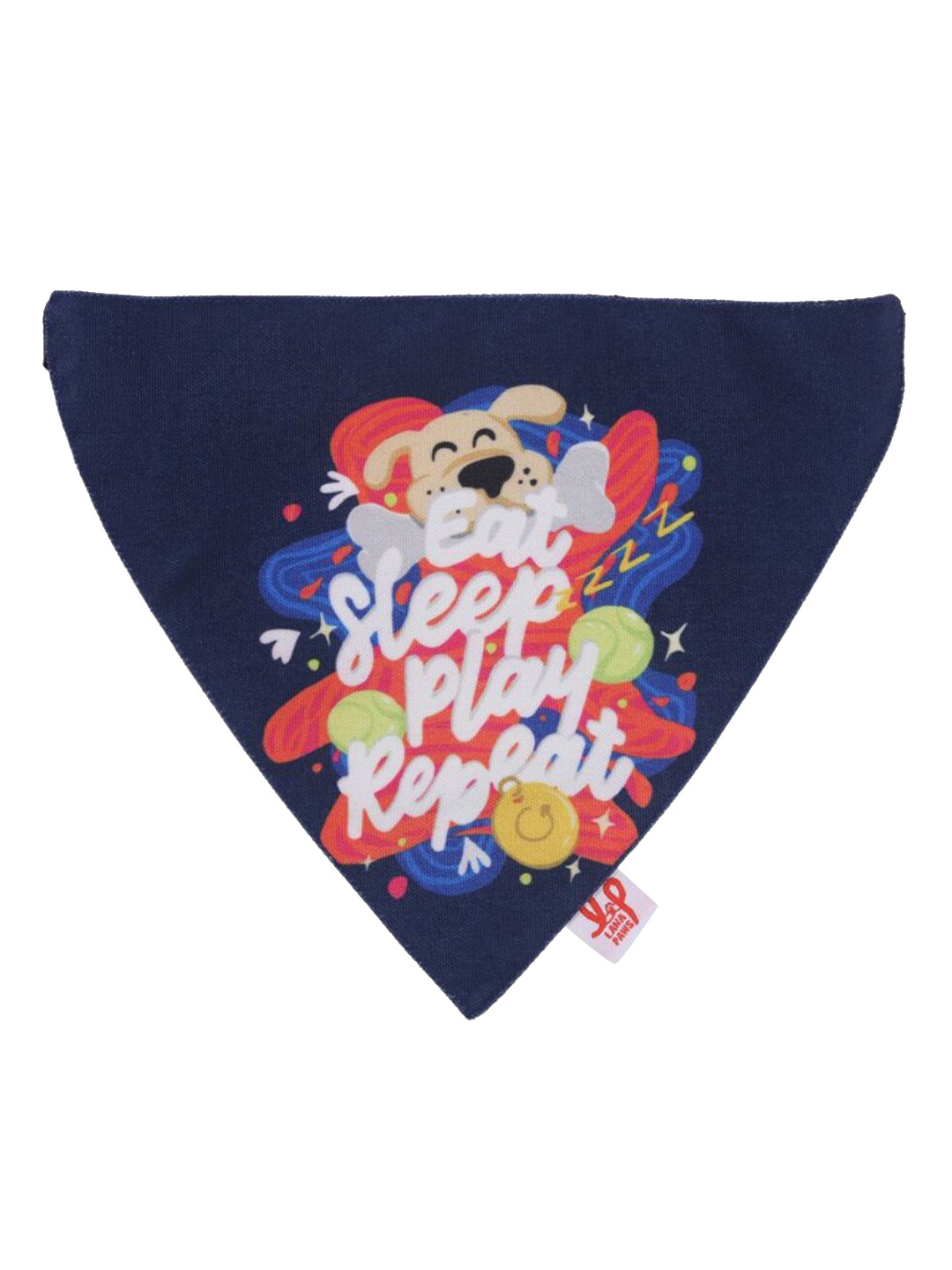 LANA PAWS Navy-Blue & White Graphic Printed Adjustable Dog Bandana