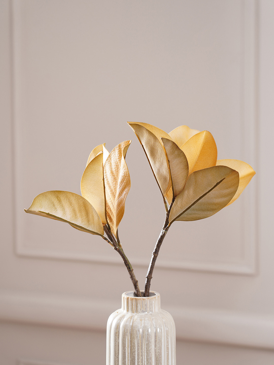 Pure Home and Living Brown Solid Magnolia Leaf Spray Artificial Flowers and Plants