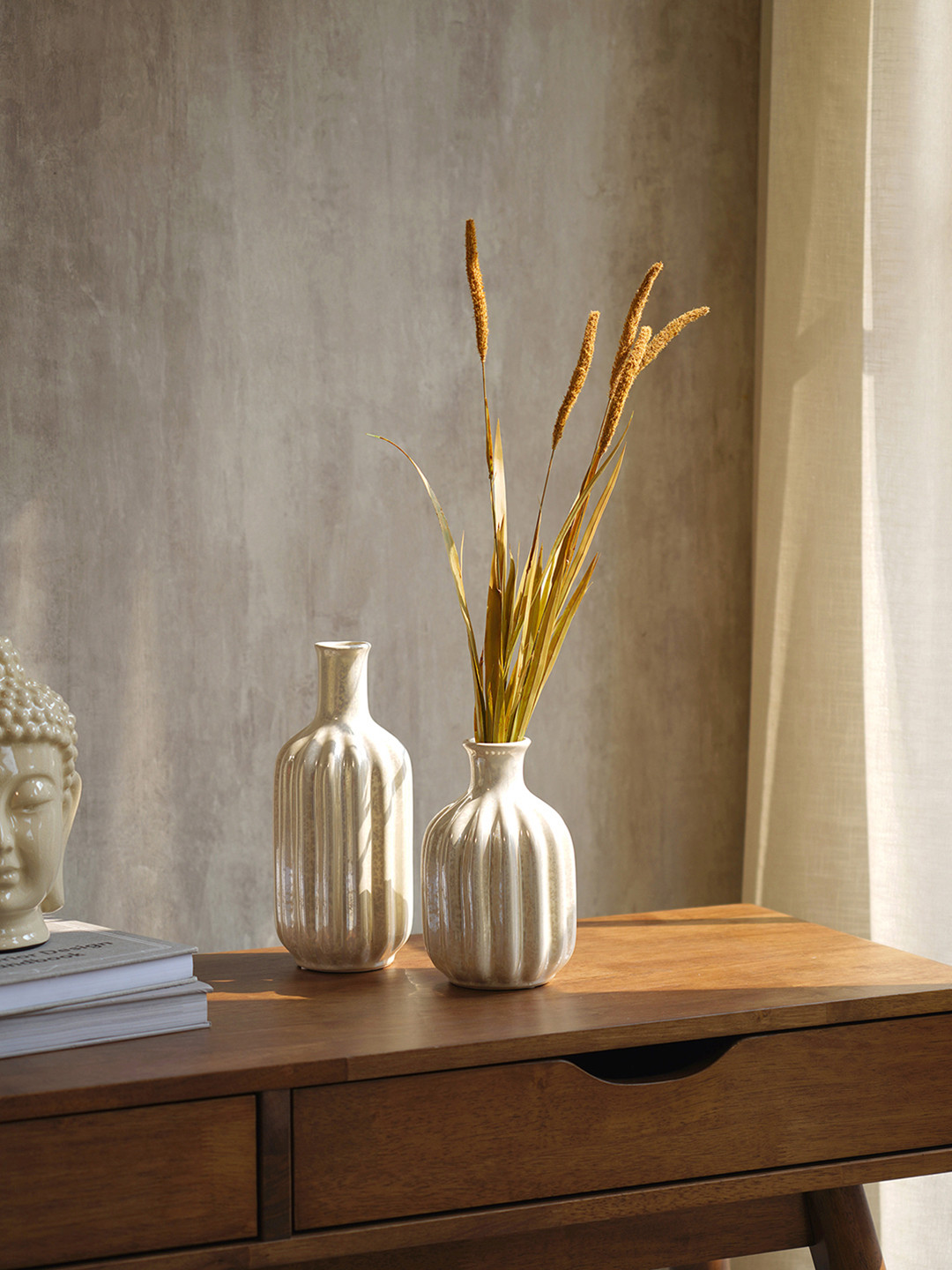 Pure Home and Living Brown Bristle Grass Herb Spray Artificial Flowers and Plants