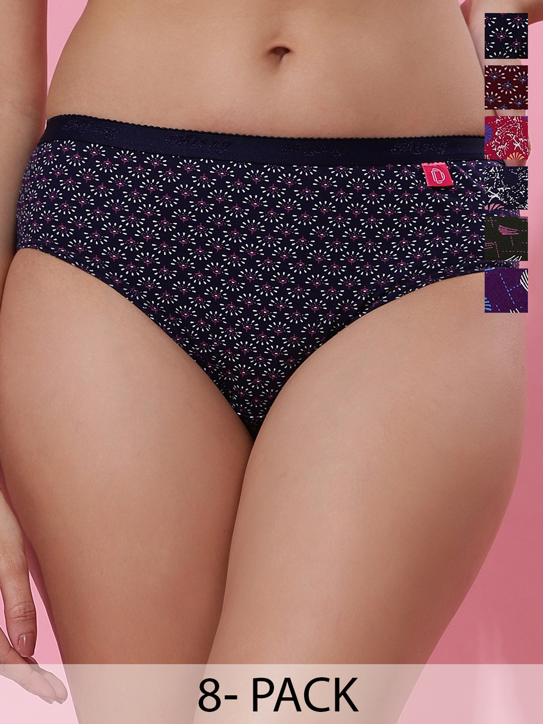 Dollar Missy Pack of 6 Deep Printed Outer Elasticated Hipster Panty MMBB-101P-R3-OE-PO8