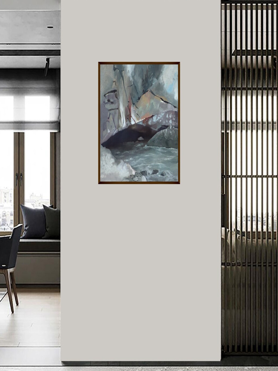 The Art House Grey Wall Living Room Rectangle Potrait Paintings Wall Art -45.70In