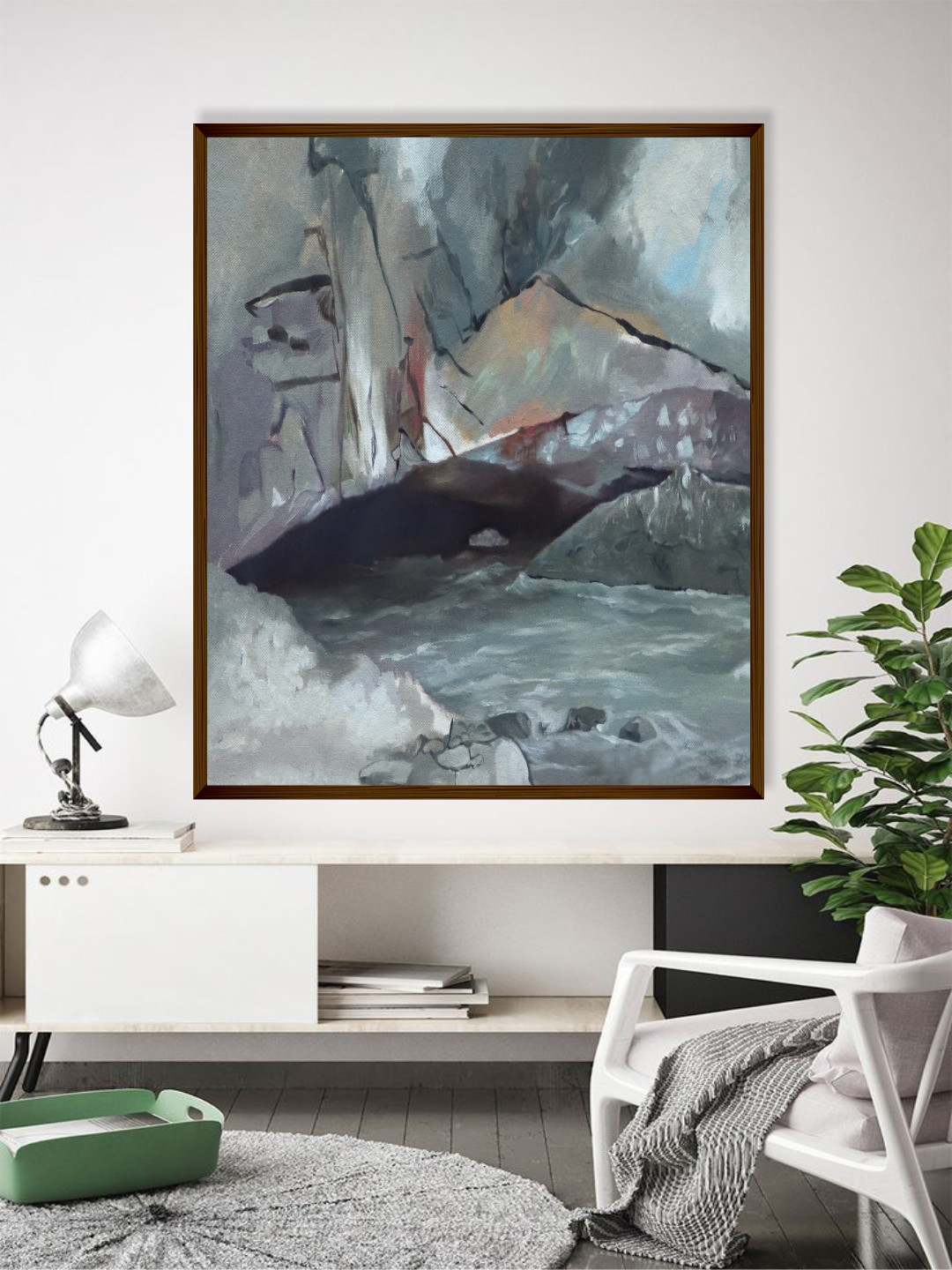 The Art House Grey Abstarct Painting Wall Art