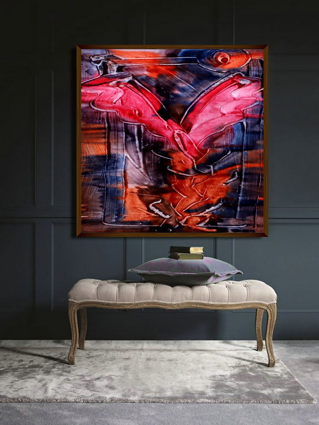 The Art House Pink & Grey Abstract Painting Wall Art