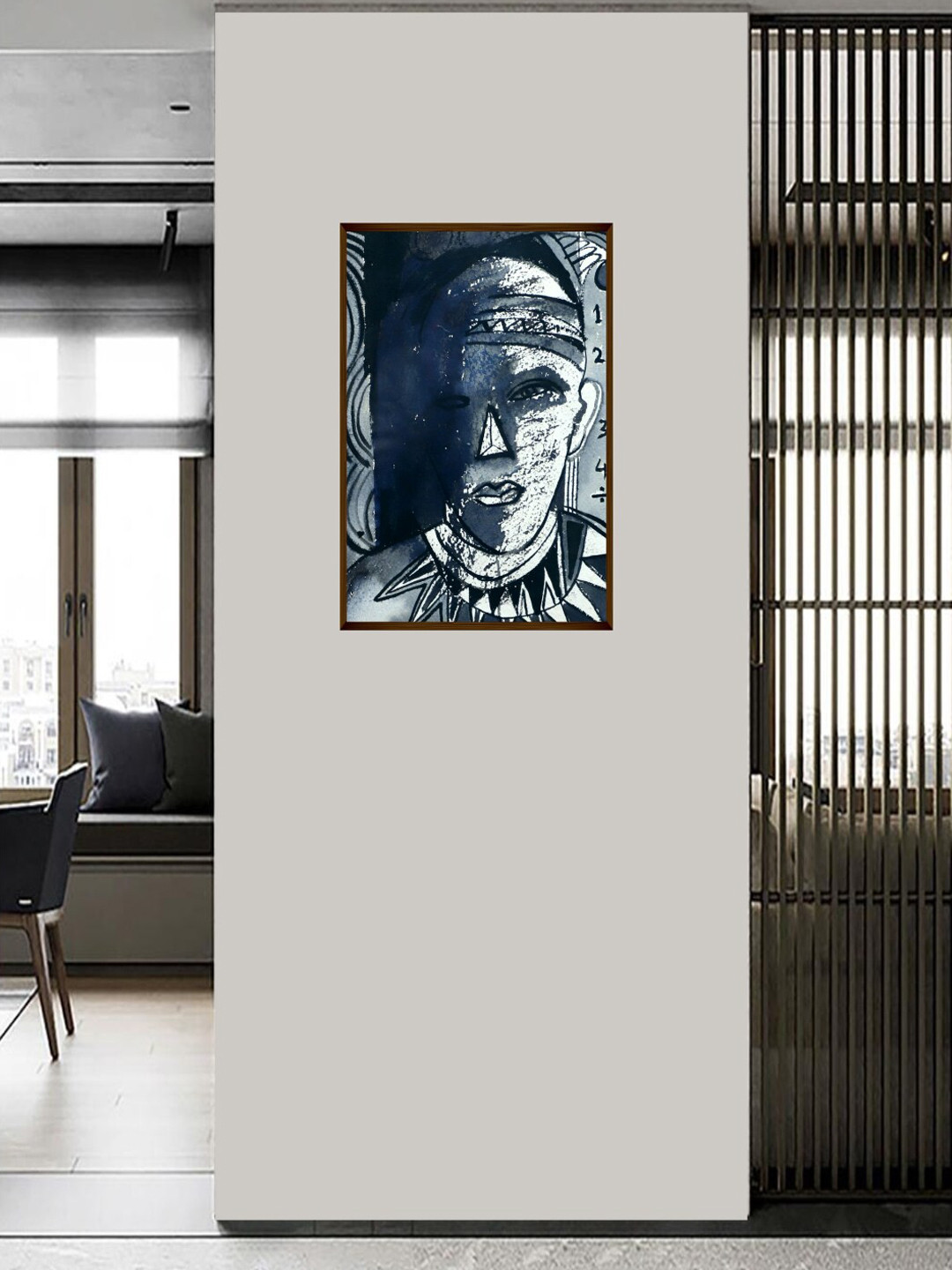 The Art House Blue & White Abstract Painting Wall Art