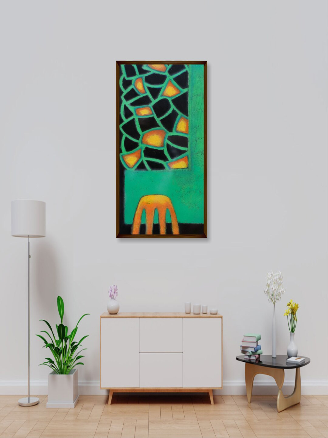 The Art House Green & Black Abstract Painting