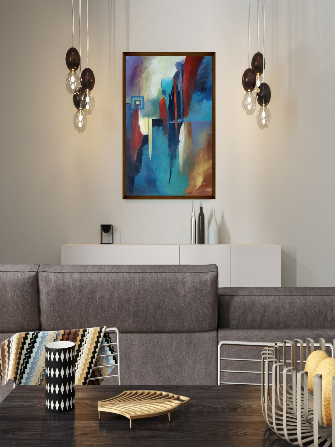 The Art House Purple & Blue Abstract Wall Art Painting
