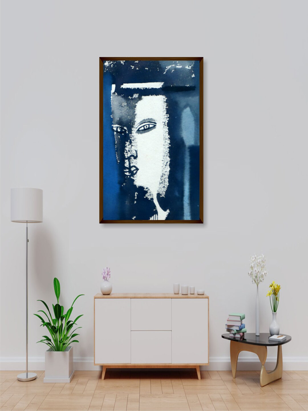 The Art House Blue & White Abstract Painting Framed Wall Art
