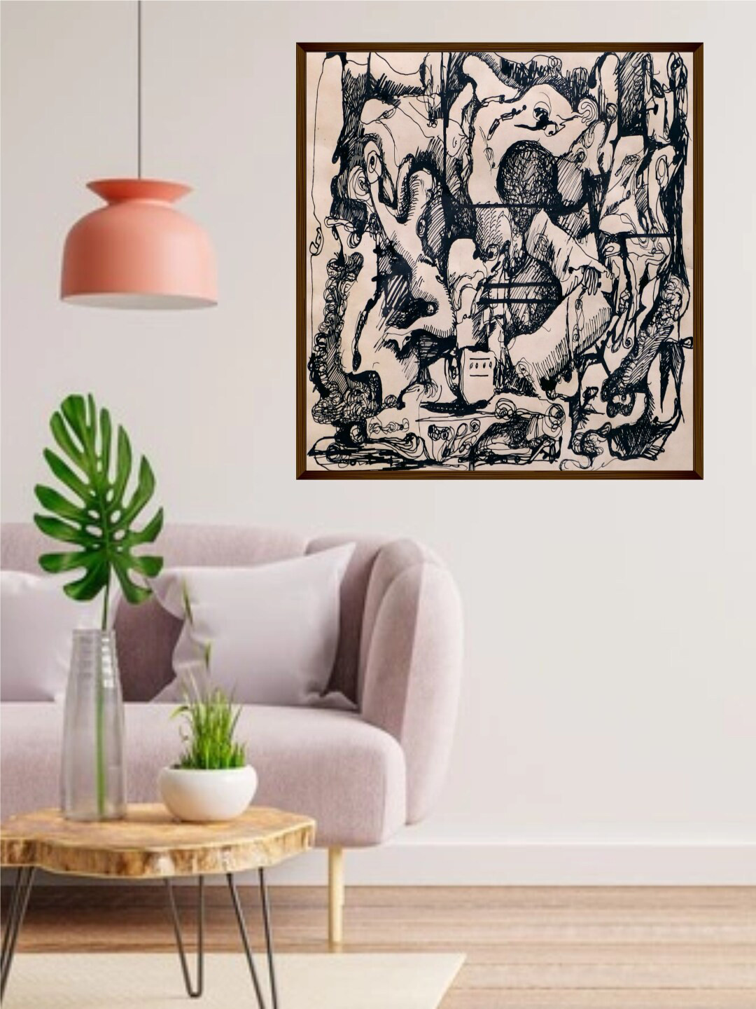 The Art House Off-White & Black Abstract Painting Framed Wall Art