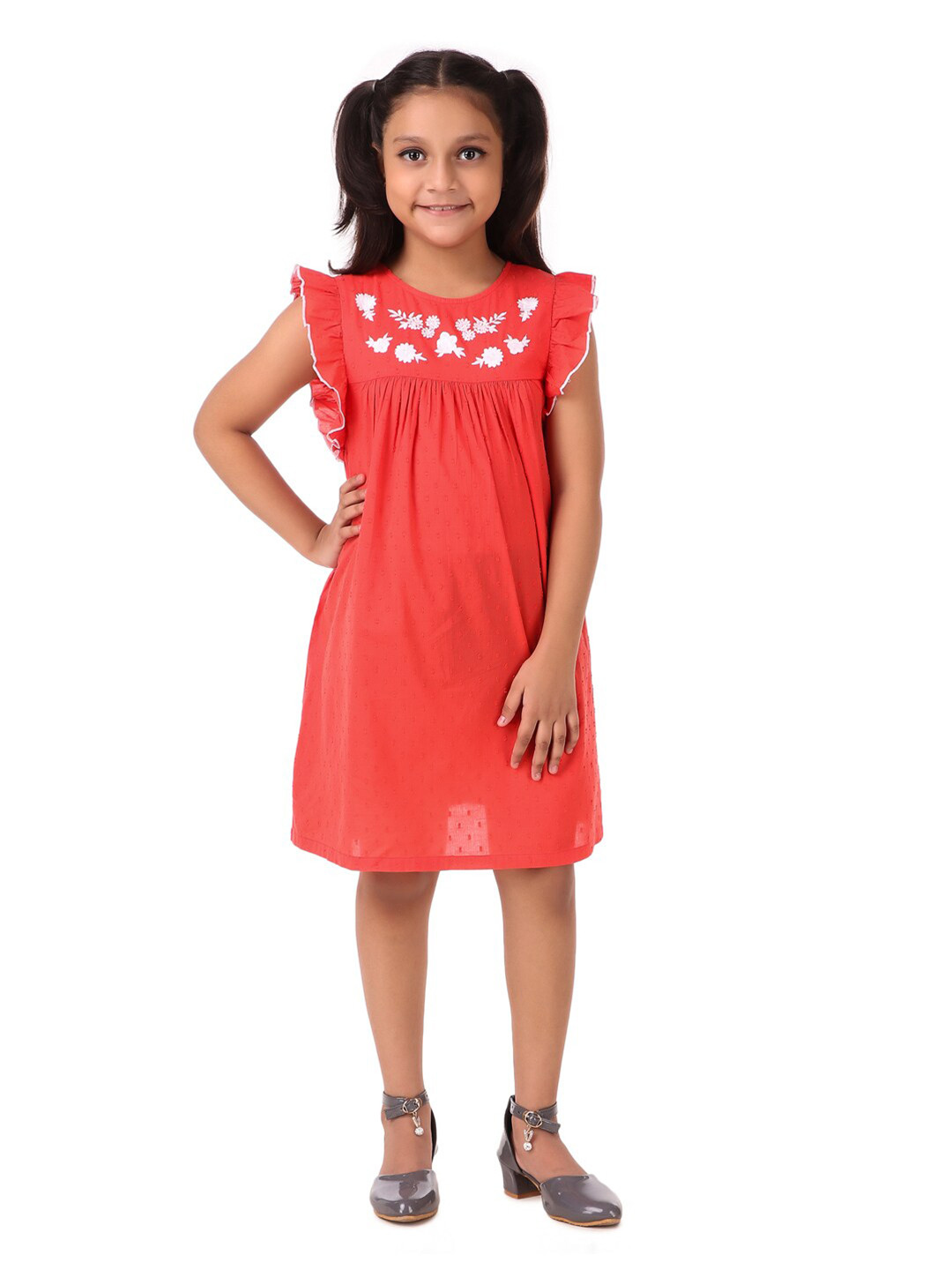 Miyo Red Floral Cotton Dress