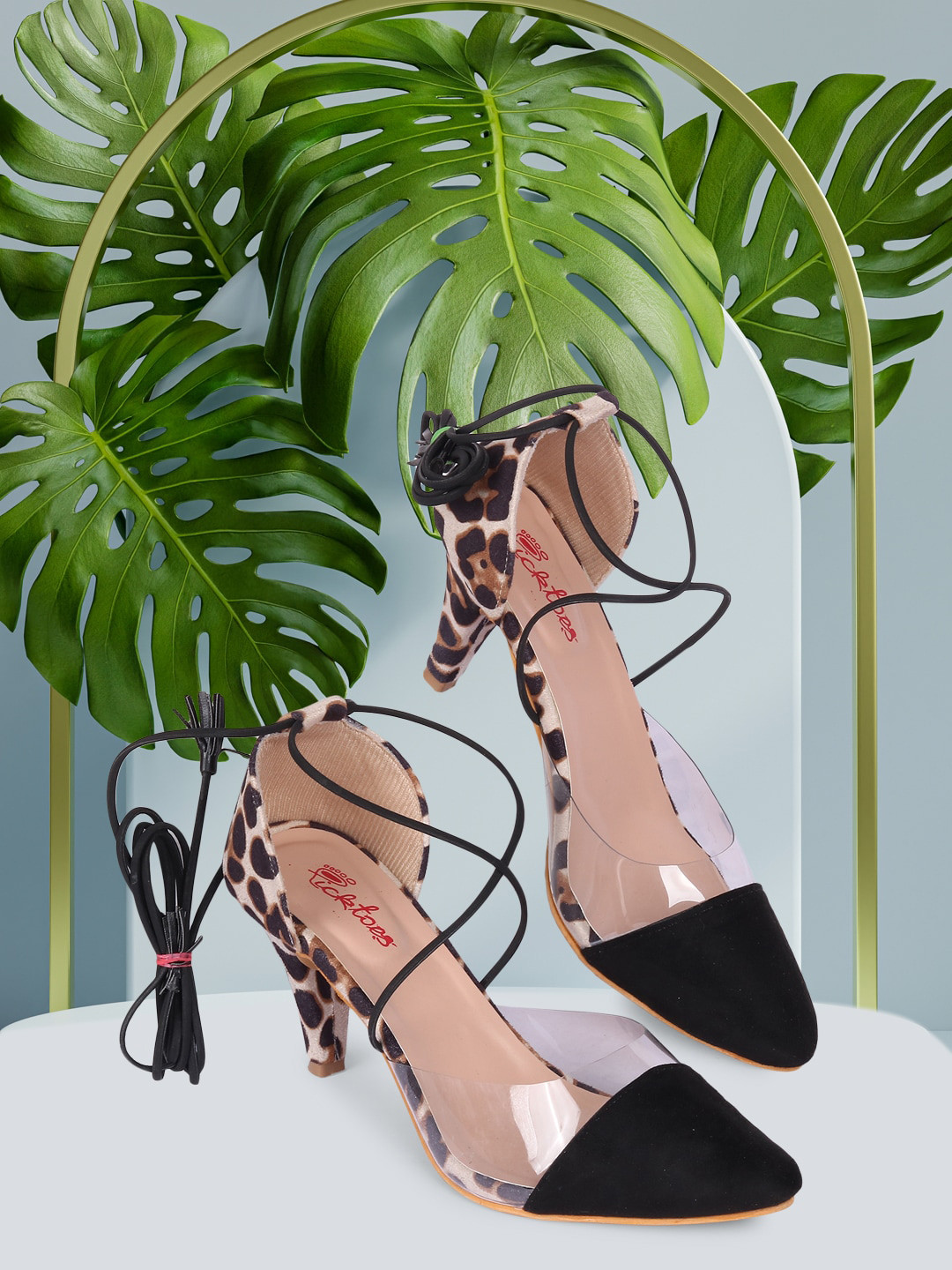 Picktoes Black Printed Heels