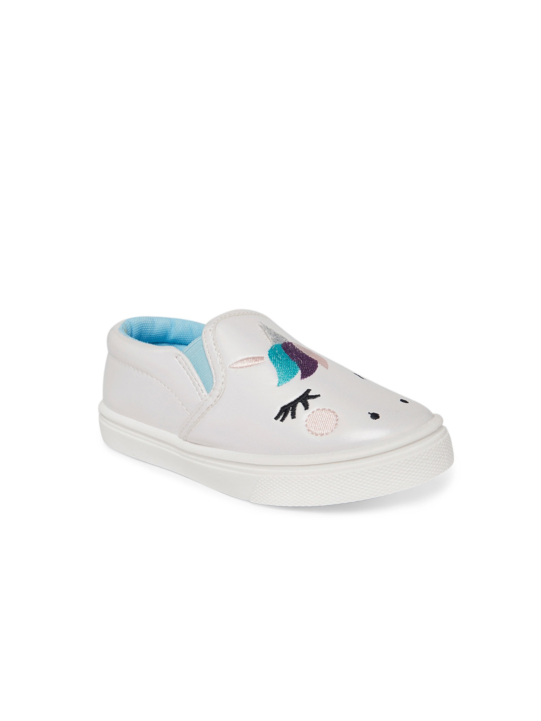 Pantaloons Junior Girls Silver-Toned Printed PU Slip-On Sneakers